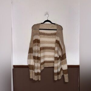SHEIN | Brown Knit Striped Cardigan